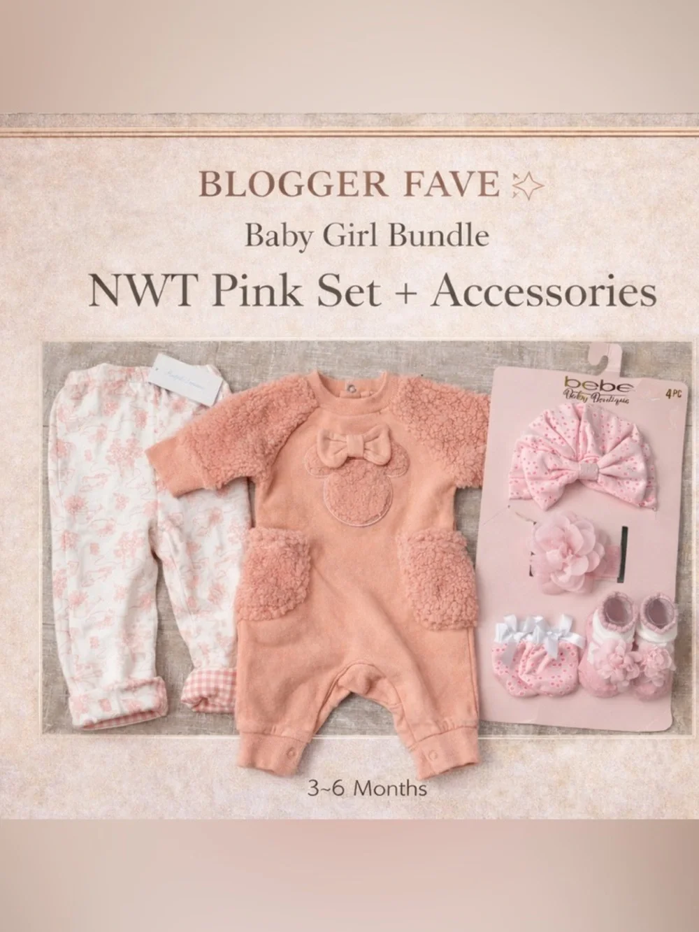 Baby Girl Bundle 3-6/9Months Pink Set Bebe Accessories Gift Set Blogger Style